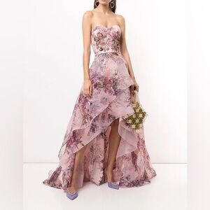 Floral Pink Strapless Maxi Dress